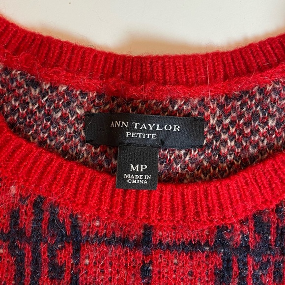 Ann Taylor red plaid sweater - Picture 6 of 7